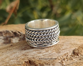 Handmade Sterling Silver Spinner Ring: Braided Meditation Band - Etsy