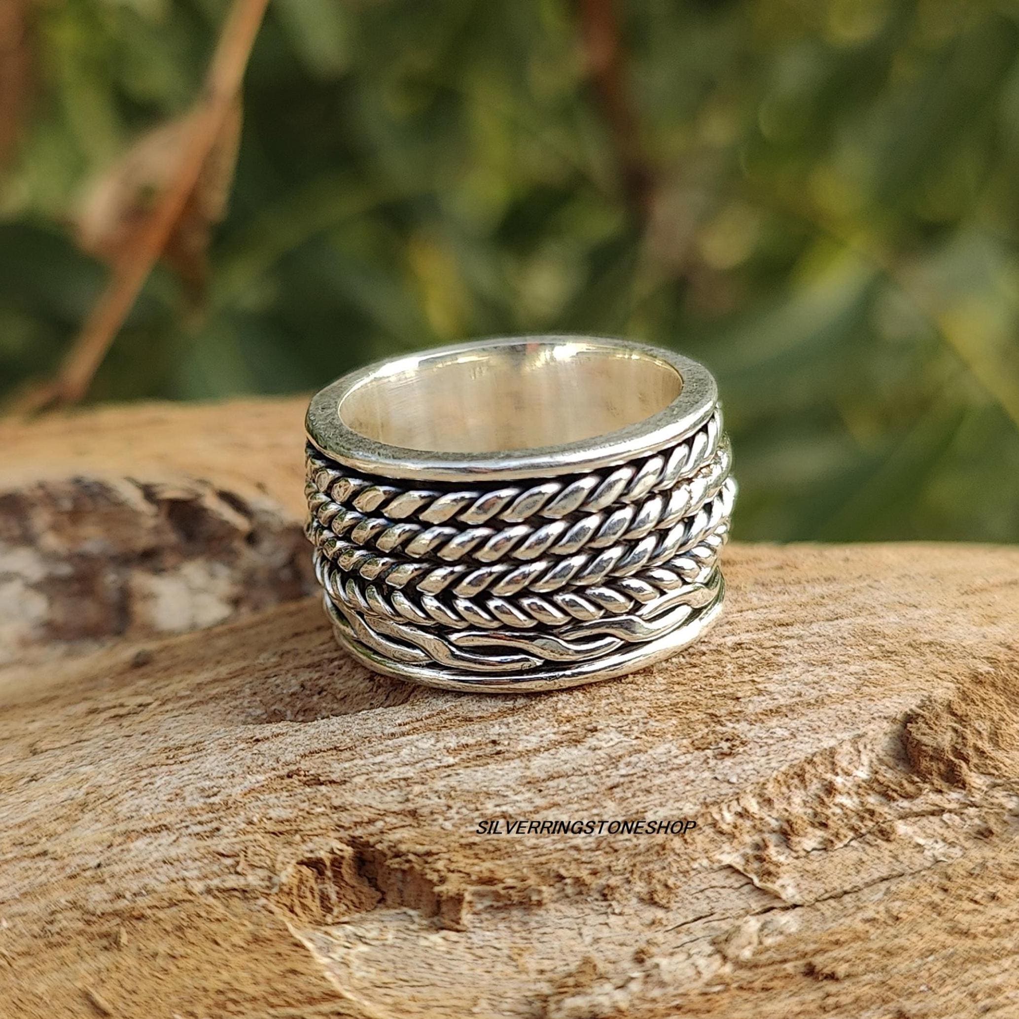 Handmade Sterling Silver Spinner Ring: Braided Meditation Band - Etsy