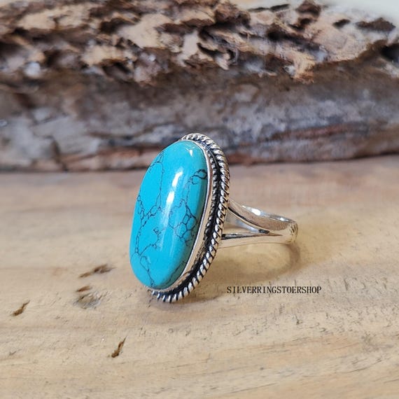 Handmade Turquoise Ring: 925 Sterling Silver, Natural Gemstone - Etsy
