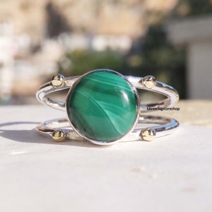 Malachite Ring, Band Ring,Statement Ring, Handmade Jewelry Ring, Boho Ring, Gift For Her Ring, Handmade Ring, Woman Ring, Gemstone Ring,Ring