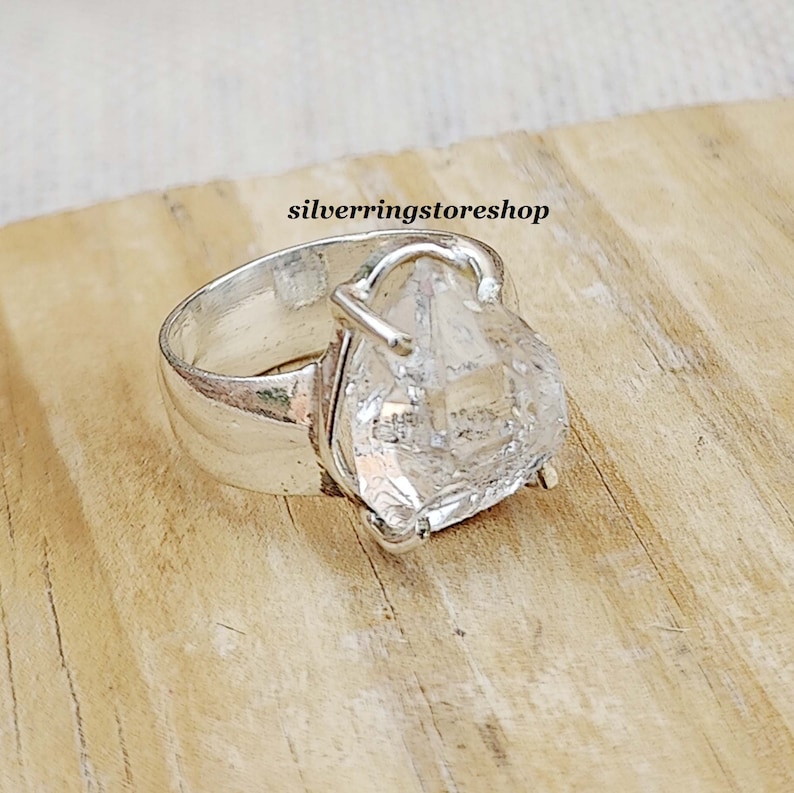Natural Herkimer Diamond Ring, 925 Sterling Silver Ring, Women Ring, Band Ring, Handmade Ring, Statement Ring, Gemstone Ring, Gift For Her, image 7