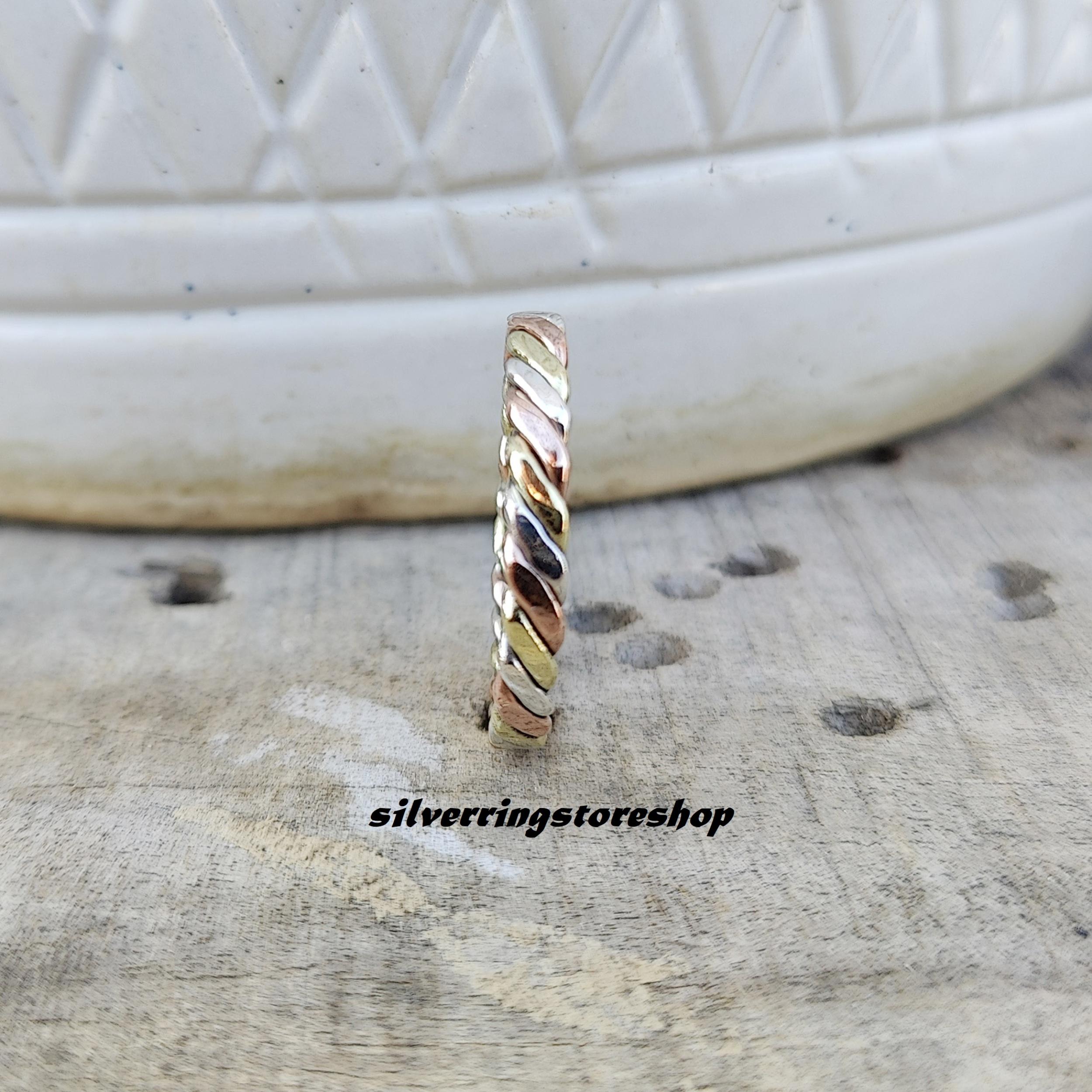 Handmade 3 Metal Twist Band Ring: Silver, Copper, Brass - Etsy