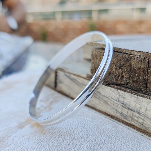 925 Sterling Silver Bangle: Simple Classic Design - Etsy