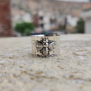 Bee ring, 925 Sterling silver ring, Statement ring, Women ring, Worry ring, Handmade ring, Fidget ring, Band ring, Peace ring, Gift For Her,