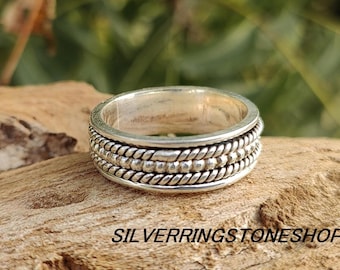 Handmade Sterling Silver Spinner Ring: Women's Meditation Band