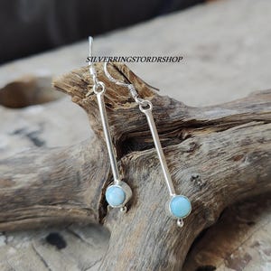 Natural Larimar Earrings, 925 Sterling Silver Earrings, Handmade Jewelry, Larimar Gemstone Earrings, Statement Jewelry, Gift For Her, ///