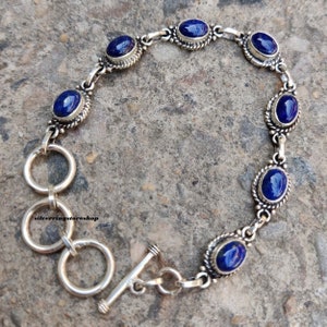 Lapis Lazuli Bracelet, 925 Sterling Silver bracelet, Handmade Bracelet, Women Bracelet, Gemstone Bracelet, gemstone jewellery, Gift For Her,