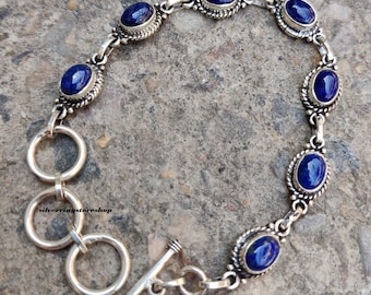 Lapis Lazuli Bracelet, 925 Sterling Silver bracelet, Handmade Bracelet, Women Bracelet, Gemstone Bracelet, gemstone jewellery, Gift For Her,