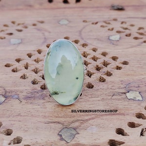 Prehnite Ring, Silver Jewelry, 925 Sterling Silver Ring, Gemstone Ring, Handmade Ring, Statement Ring, Women Ring, Boho Ring, Dainty Ring,
