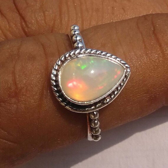 Ethiopian Opal Ring, 925 Solid Sterling Silver Ring