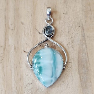 Larimar Pendant, 925 Silver Pendant, Aquamarine Pendant, Gemstone Pendant, Women Pendant, Handmade Pendant, Anniversary Pendant, Gift Item,