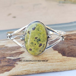 Atlantisite Stichtite Bangle: 925 Sterling Silver Gemstone Jewelry
