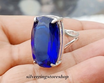 Tanzanite Ring, Gemstone Tanzanite, 925 Sterling Silver Ring, Boho Ring, Natural Tanzanite Ring, Women Jewelry Gifts, Gift For Her,