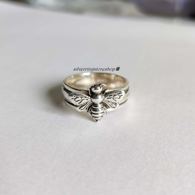 Bee spinner ring, 925 Sterling silver ring, Statement ring, Fidget ring, Band ring, Handmade ring, Women ring, Honey ring, Gift For Her, 