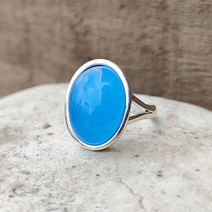 Blue Chalcedony Ring, Women Ring, 925 Sterling Silver Ring, Statement Jewelry, Handmade Ring, Beautiful Ring, Silver Band Ring, Gift For Her