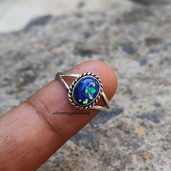 Australian Doublet Opal Ring, 925 Silver Ring, Handmade Ring, Women Ring, Dainty Ring, Worry Ring, Beautiful Ring, Opal Jewellery, Gifts Her