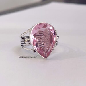 Rose Quartz Ring, 925 Silver Ring, Handmade Ring, Women Ring, Dainty Ring, Gemstone Ring, Beautiful Ring, Love Ring, Birthday Gift Present,