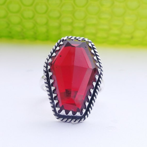 Garnet Coffin Ring Handmade Ring 925 Sterling Silver Ring band Ring Love Ring Gift for Her Ring Coffin Ring Gemstone Ring Gift Ring Etsy Ireland