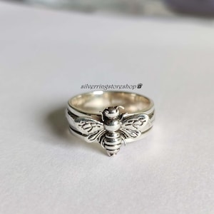 Bee spinner ring, 925 Sterling silver ring, Statement ring, Fidget ring, Band ring, Silver Jewelry ring, Women ring, Honey ring,Gift For Her