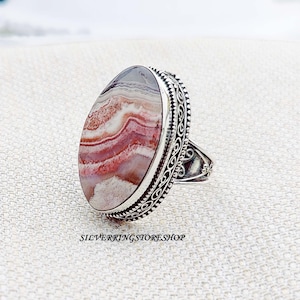 Crazy Lace Agate Ring, 925 Sterling Silver, Wedding Ring, Women Ring, Band Ring, Handmade Ring, Gemstone Ring, Peace Ring, Gift For Her,,