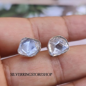 Natural Herkimer Diamond Earrings, Women Jewelry Gifts, 925 Sterling Silver Earrings, Handmade Earrings, Raw Gemstone Earrings, Gift For Her