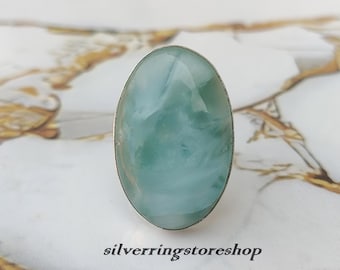 Natural Hemimorphite Sterling Silver Ring: Handmade Gemstone Jewelry