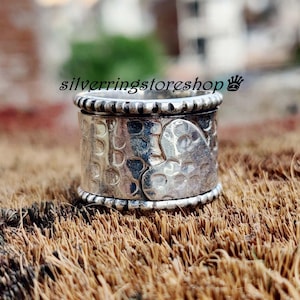 Herz Silberring, 925 Sterlingsilber Ring, handgemachter Ring, Spinner Ring, Versprechensring, Frauenring, Silber Bandring, Geschenk für sie, ///
