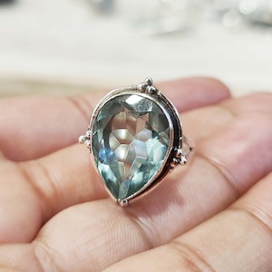 Aquamarine Ring, 925 Sterling Silver Ring, Handmade Jewelry, Gemstone Aquamarine, Aquamarine Jewelry, Women Jewelry Gift For Her, Boho Ring