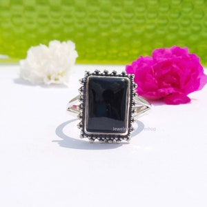 Black Onyx Ring, Gemstone Ring, 925 Sterling Silver Ring, Love Ring, Statement Ring, Meditation Ring, Woman Ring, Gemstone Ring, Band Ring,