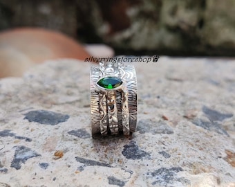 Amethyst stone ring, 925 Sterling silver ring, Statement ring, Fidget ring, Band ring, Women ring ,Worry ring,Handmade ring, Gift For Her,
