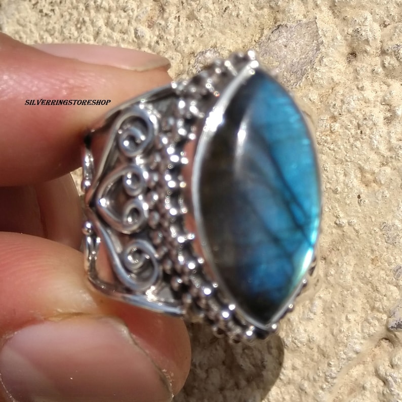 Labradorite Ring 925 Sterling Silver Ring Band Ring - Etsy