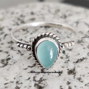 Chalcedony Ring , 925 Sterling Silver Ring , Handmade Ring , Gift for Girls , Women Ring , Lovely Ring , Chalcedony Jewelry , Dainty Ring **