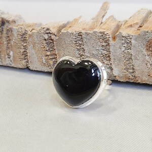 Heart Black Onyx Ring, Statement Jewelry, 925 Sterling Silver Ring, Handmade Ring, Black Onyx Gemstone, Women Ring, Gift For Her, ///