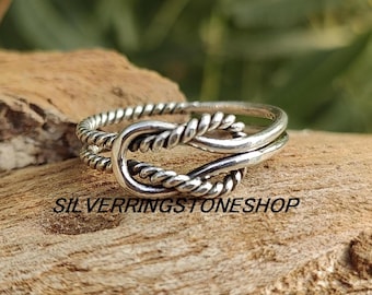 Sterling Silver Knot Ring: Handmade 925 Stackable Band