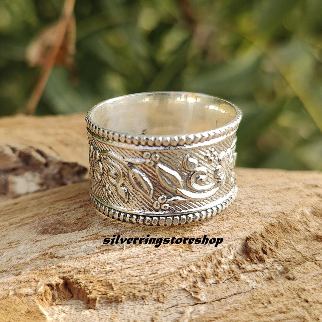 Handmade Sterling Silver Band Ring: Floral Statement Jewelry - Etsy