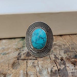 Handmade Turquoise Ring: 925 Sterling Silver Statement Jewelry