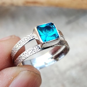 Blue Topaz Ring, 925 Silver Ring, Band Ring, Gemstone Ring, Handmade Ring, Topaz Jewelry, Women Ring, Gift For Her Ring, Boho Ring, Rings,