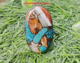 Oyster turquoise stone ring, 925 Sterling silver ring, Dainty ring, Statement ring, Gemstone ring, Handmade ring, Boho Ring, Gift For Her,