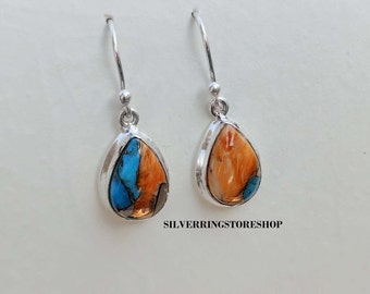 Orecchini Oyster in rame e turchese: gioielli boho in argento sterling 925