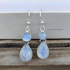Natural Moonstone Earring, Women Gifts, 925 Sterling Silver Earring, Handmade Earring, Moonstone Jewelry, Statement Jewelry, Gift For Her///