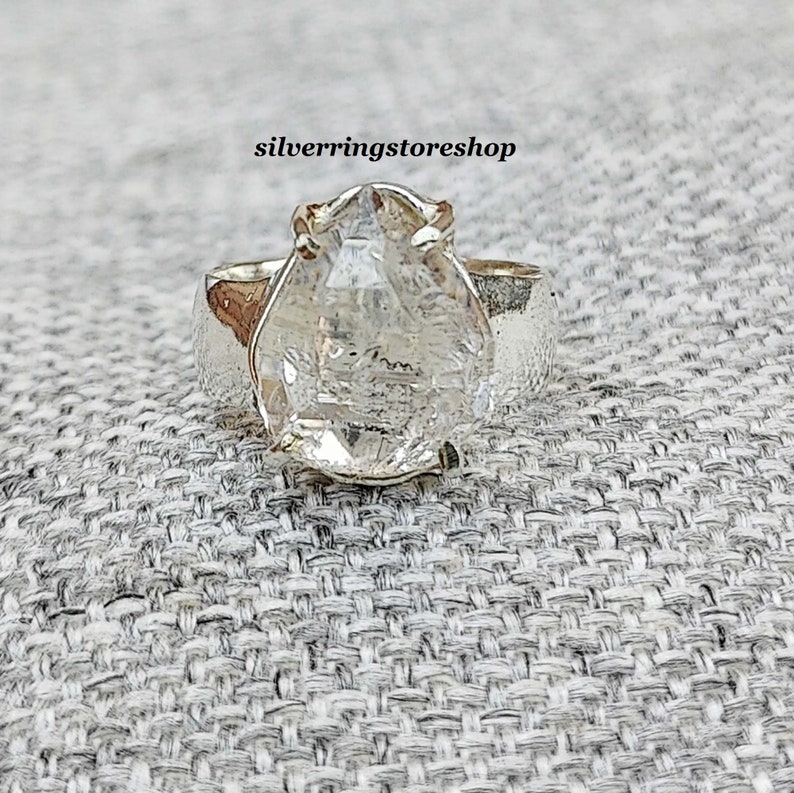 Natural Herkimer Diamond Ring, 925 Sterling Silver Ring, Women Ring, Band Ring, Handmade Ring, Statement Ring, Gemstone Ring, Gift For Her, image 6