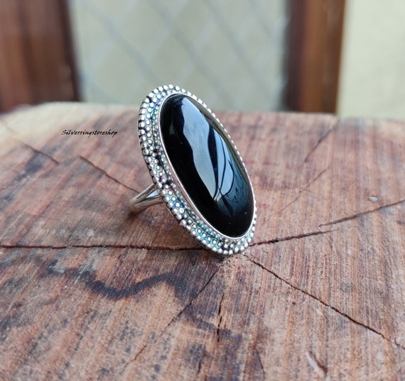 Elegant Black Onyx Cocktail 925 Sterling Silver Ring Majestic Combination  Gift — Discovered