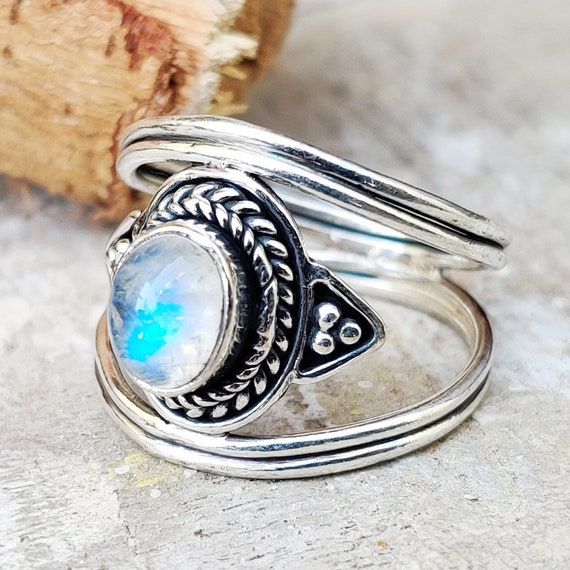 Silver Moonstone Ring, Statement Ring, June Birthstone Ring OCEANIDE - Etsy  | Large moonstone ring, Unique rings, Unique silver rings