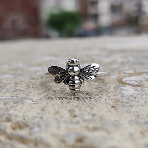 Natural Bee ring, 925 Sterling sivr ring, Boho ring, Women ring, Worry ring, Statement ring, Dainty ring, Peace ring, Band, Gift For Her,