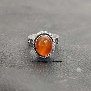Carnelian stone ring, 925 Sterling silver ring, Statement ring, Boho ring, Women ring, Fidget ring, Band ring, Stone ring, Gift For Her,