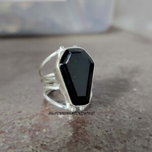 Black onyx ring, 925 Sterling silver ring, Statement ring, Fidget ring, Women ring, Worry ring, Band ring, Handcrfted ring, Gift For Her,