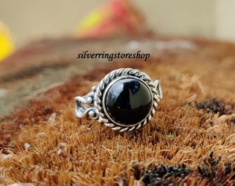 Natural Black Onyx Ring, Handmade Jewelry, 925 Sterling Silver Ring, Statement Ring, Gemstone Black Onyx, Women Jewelry, Gift For her, ///