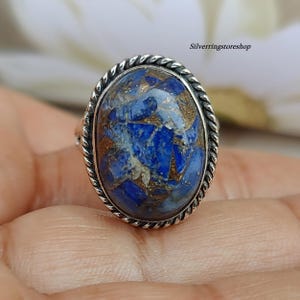 Handmade Azorite Mohave Turquoise Ring: 925 Sterling Silver Statement Jewelry
