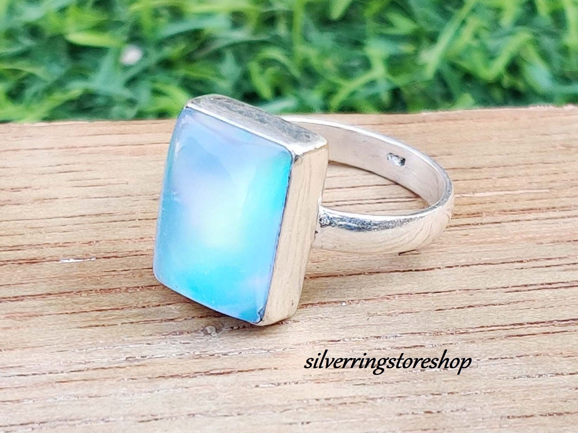 Aurora Opal Ring, 925 Sterling Silver Ring, Statement Ring