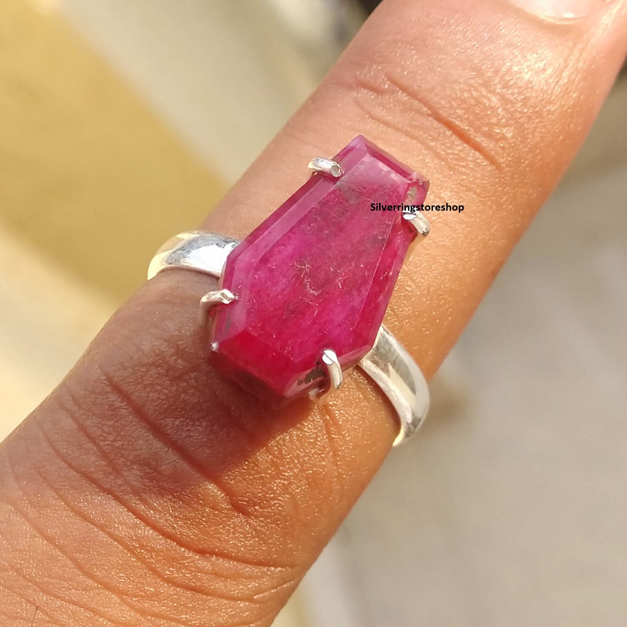 Ruby Coffin 925 Sterling Silver Ring Handmade Ring Gift for Etsy UK